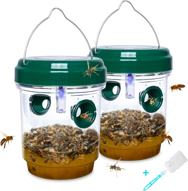 Solar-Powered Hanging Wasp Trap – Reusable Outdoor Insect Catcher for Yellow Jackets, Hornets, and Bees