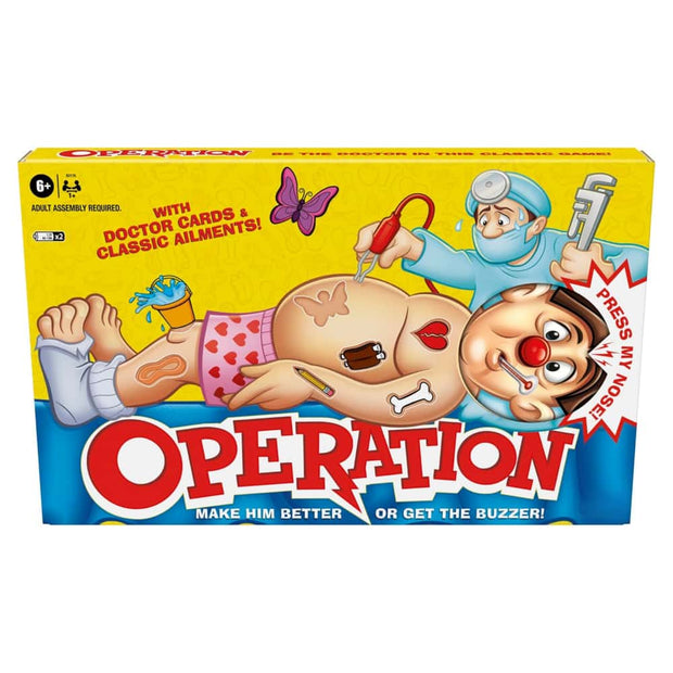 Classic Operation Electronic Board Game – Fun Family Surgery Challenge for 1+ Players (Ages 6+)