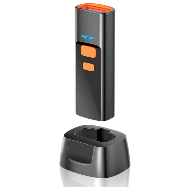 Mini 3-in-1 Wireless Barcode Scanner – Bluetooth, 2.4G & USB Compatible with Windows, Android, iOS (Includes Charging Dock)