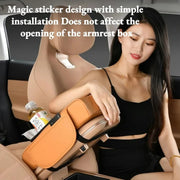 Car Center Console Armrest Cover with Cup Holders – Breathable PU Leather | Soft Foam | Storage Pockets & Phone Holder