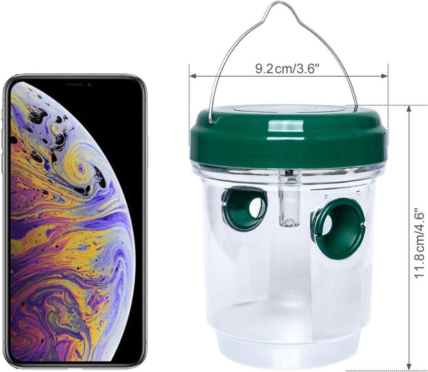 Solar-Powered Hanging Wasp Trap – Reusable Outdoor Insect Catcher for Yellow Jackets, Hornets, and Bees