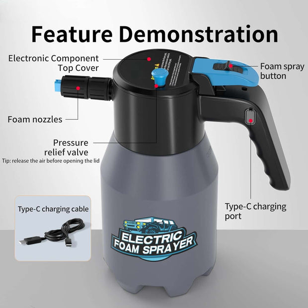 Rechargeable Electric Foam Sprayer – Powerful Handheld Foam Gun for Car Washing, Gardening & Home Cleaning