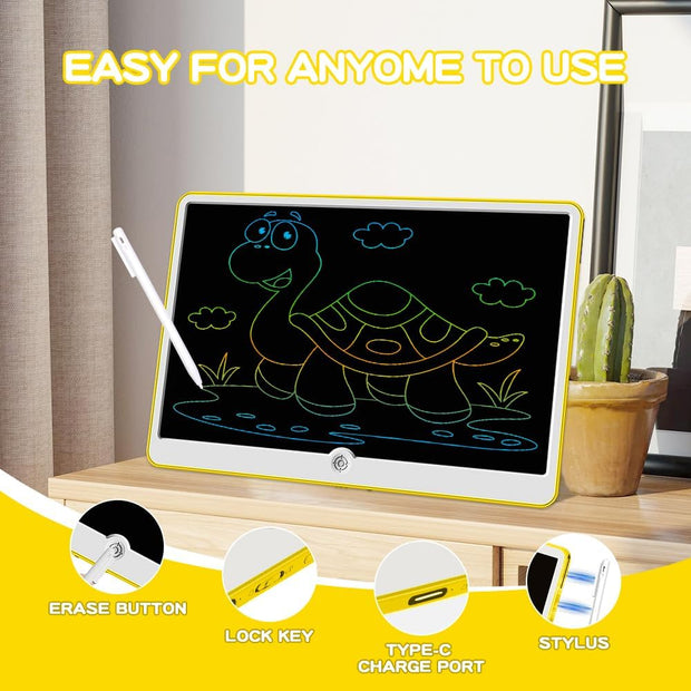 19" LCD Writing Tablet for Kids – Reusable Doodle Board with Stylus Pen