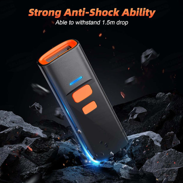 Mini 3-in-1 Wireless Barcode Scanner – Bluetooth, 2.4G & USB Compatible with Windows, Android, iOS (Includes Charging Dock)