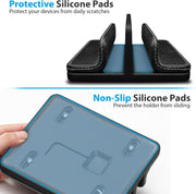 Adjustable Dual-Slot Leather Laptop Stand – Vertical Organizer for Laptops, Tablets & Phones