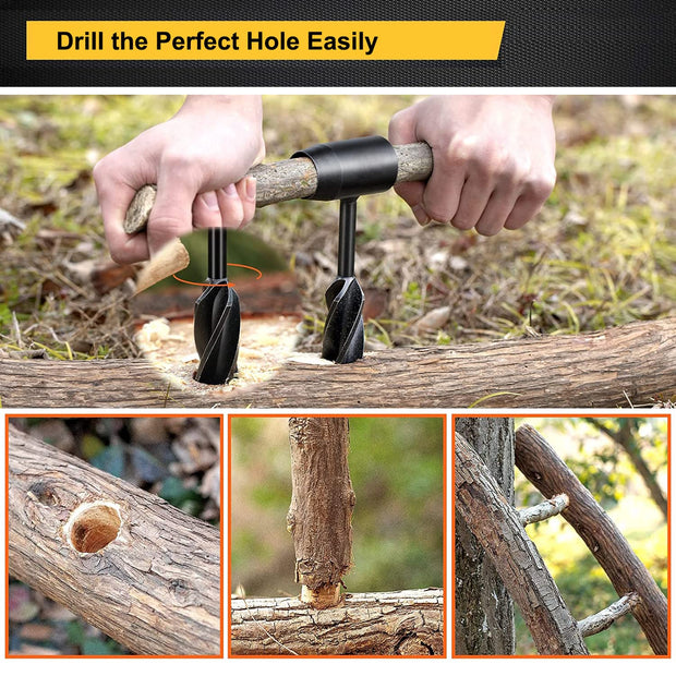 Wilderness Survival Hand Drill – Multi-Purpose Manual Wood Drill & Bushcraft Tool