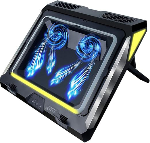 💻 Laptop Cooling Pad | Twin Turbo Blowers, RGB Lights & Dust Protection for 14"-17.3" Laptops
