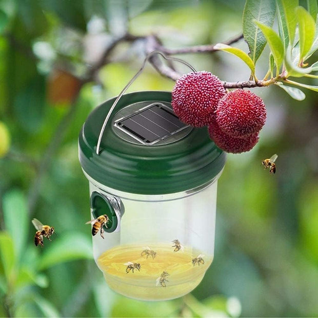Solar-Powered Hanging Wasp Trap – Reusable Outdoor Insect Catcher for Yellow Jackets, Hornets, and Bees