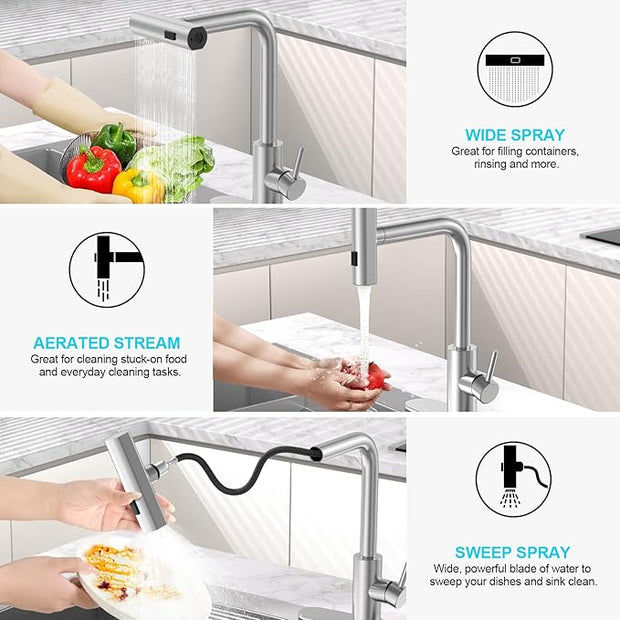 🚿 14-Inch Pull-Down Kitchen Faucet with 3-Mode Sprayer – Function Meets Elegance!