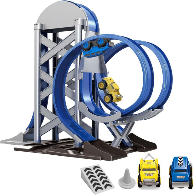Track Car Kids Vehicle Playset – Flexible Railway Roller Coaster Track