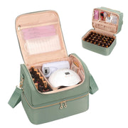 Portable Nail Polish Storage Box | Travel Nail Art Organizer for 45 Bottles & LED Lamp