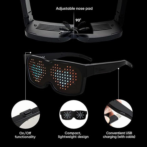 Customizable Bluetooth LED Glasses – Perfect for Christmas, Halloween & Birthday Parties