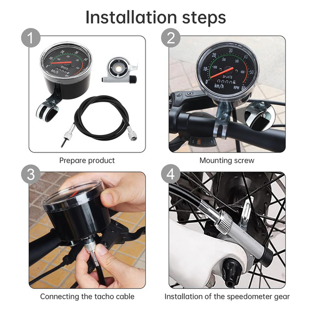 Aluminum Alloy Analog Bicycle Speedometer and Odometer – Accurate, Durable, and Waterproof