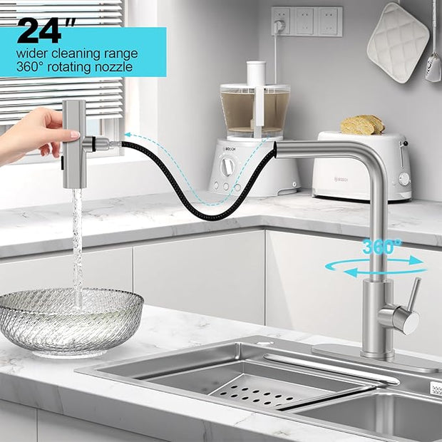 🚿 14-Inch Pull-Down Kitchen Faucet with 3-Mode Sprayer – Function Meets Elegance!