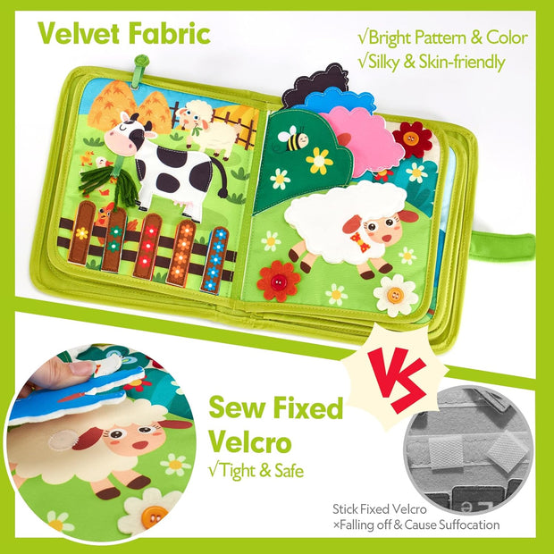 Busy Book for Toddlers 1-3 – Montessori Toys, Quiet Activity Board for Travel & Learning