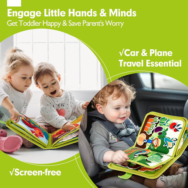 Busy Book for Toddlers 1-3 – Montessori Toys, Quiet Activity Board for Travel & Learning