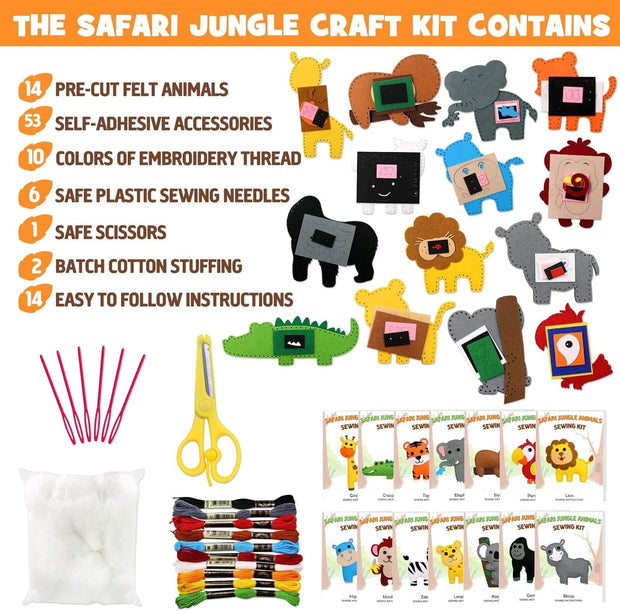 🦁 Jungle Animal Sewing Kit for Kids – Fun, Creative & Educational DIY Plush Craft Set