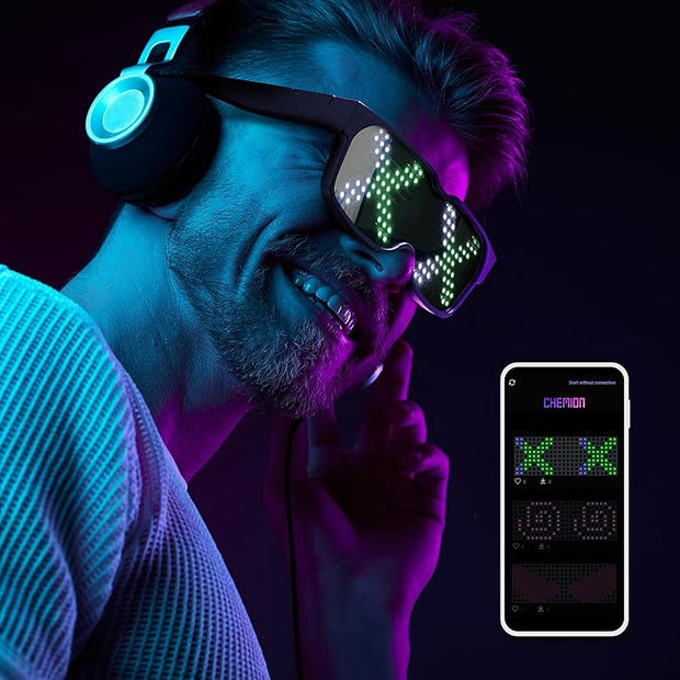 Customizable Bluetooth LED Glasses – Perfect for Christmas, Halloween & Birthday Parties