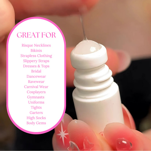 Skin-Safe Body Adhesive – Hypoallergenic, Sweat-Proof, Washable, Peach Scented