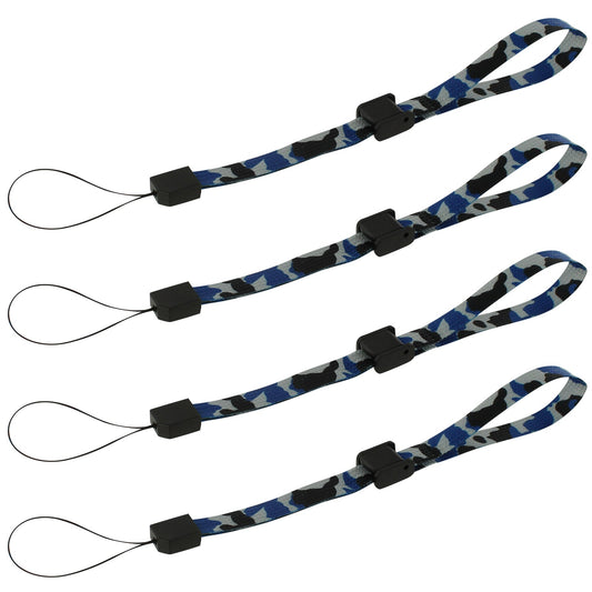 Wrist strap for handheld games consoles, cameras & mobiles adjustable – 4 pack Grey & Blue Camouflage | ZedLabz